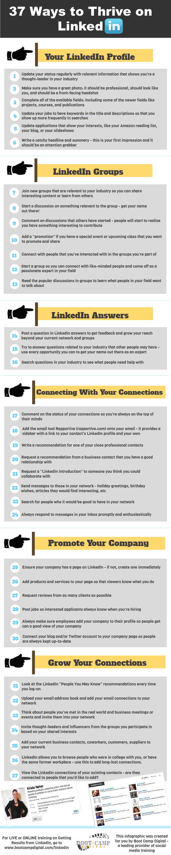 37 Ways to Thrive on LinkedIn: An Infographic by Boot Camp Digital