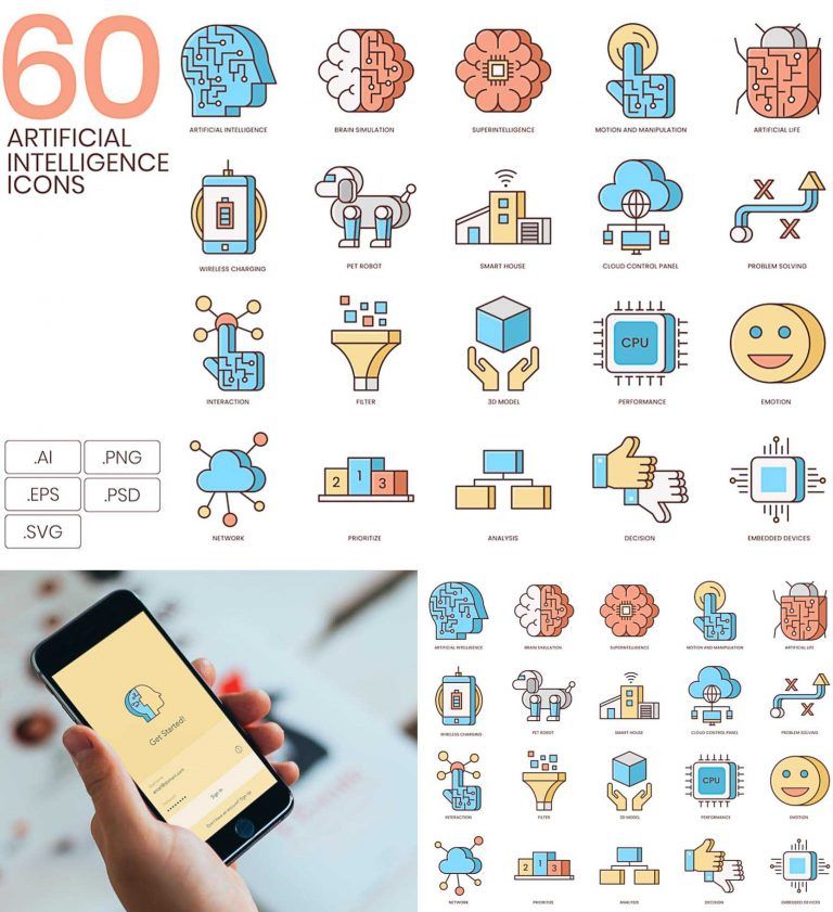 60 Artificial Intelligence Icons | Free download
