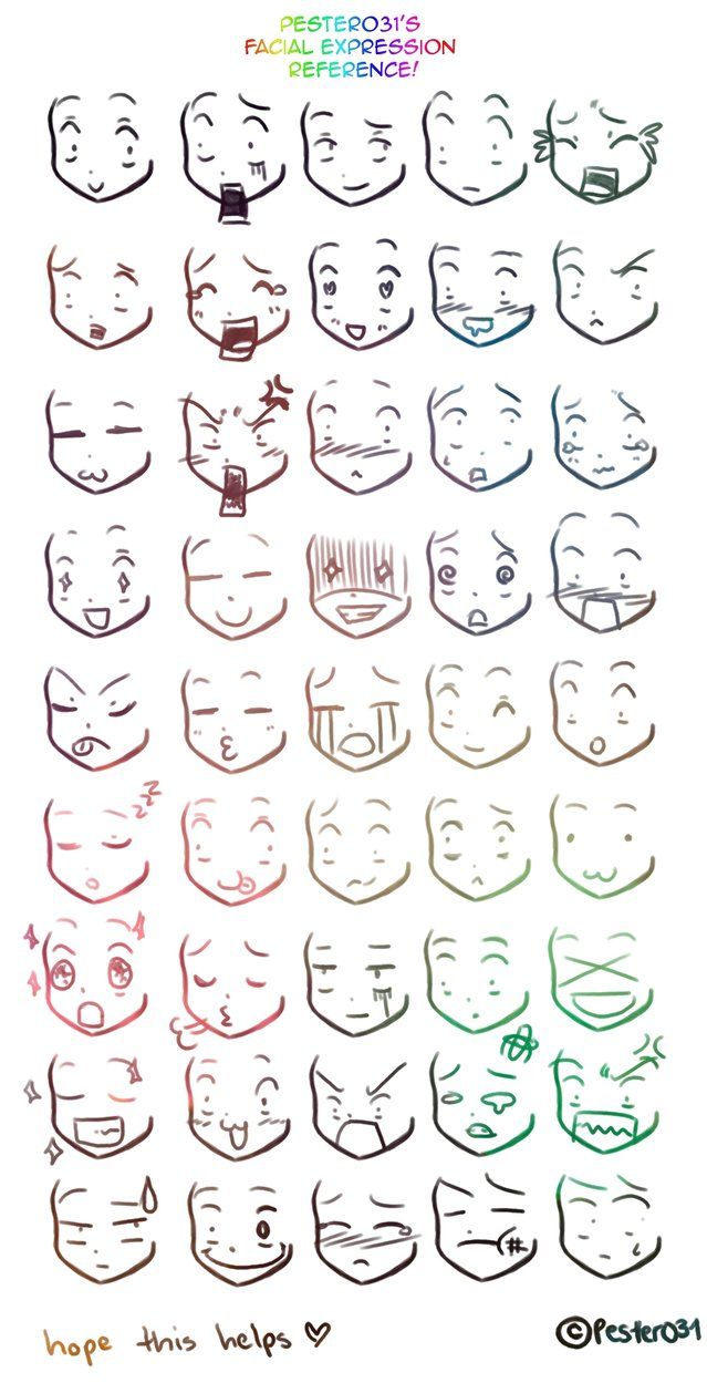 A reference on drawing chibi faces :3