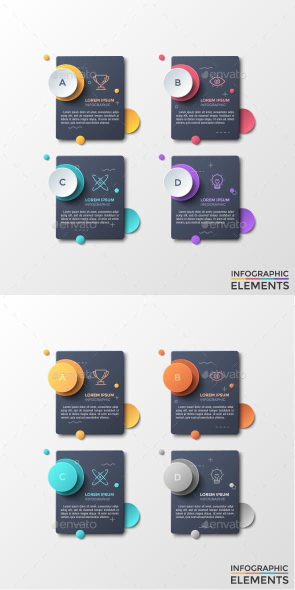 Abstract Infographic Dark Stickers (2 Styles)