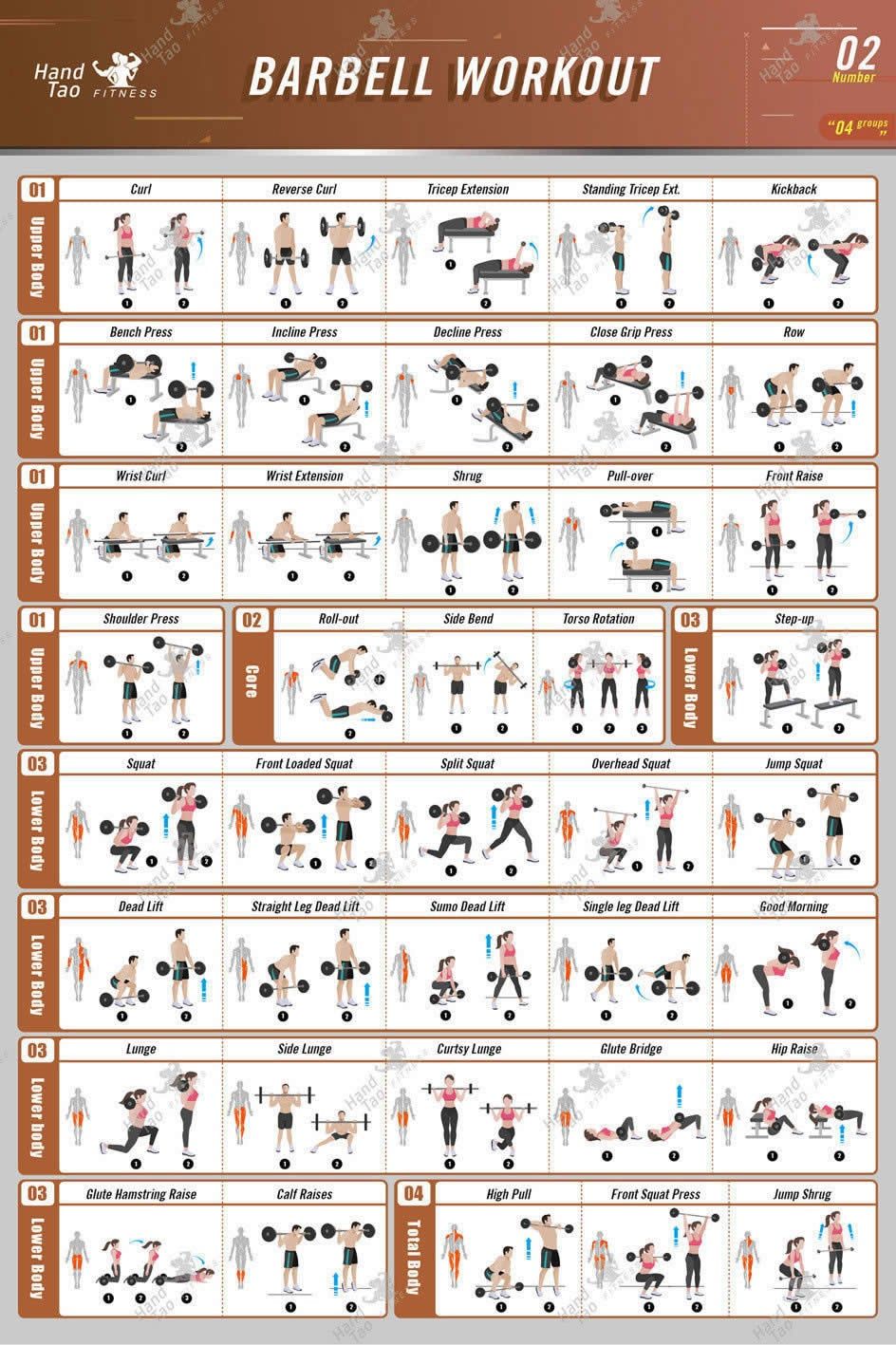 Barbell Workout Exercise Poster - 12x18inch-30x45cm