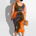CURVY TIED IN KNOT SKIRT SET - 6 Colors - Blackish Green603 / 4XL