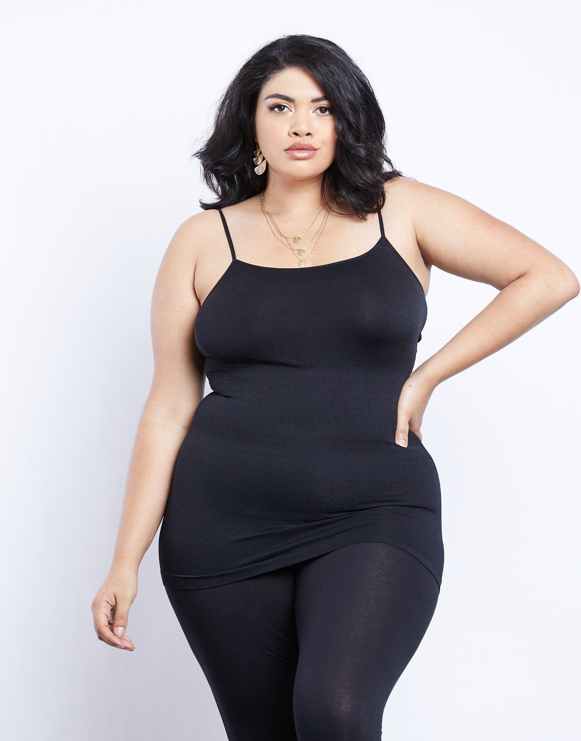 Curve Spandex Shaper Cami - Black / Plus Size One Size