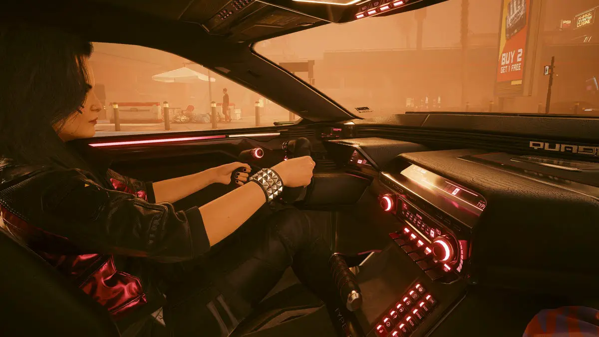 Cyberpunk 2077's Knows That All Car Interiors Need Buttons