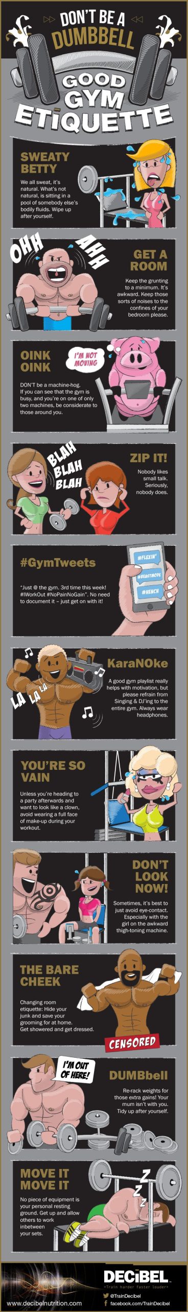 Don't Be a DUMB-bell: Good Gym Etiquette #infographic