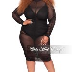 Final Sale Plus Size BodyCon Dress/Coverup with Ruched Sides in  Black - 2x 14/16
