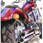 Fury Honda Motorcycle Watercolor Painting