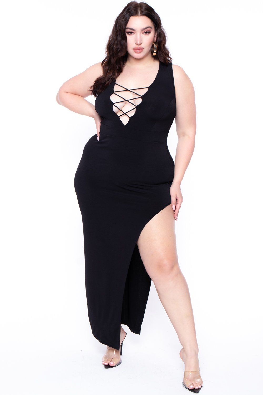 Plus Size Eden Caged Dress - Black - 2X / Black