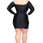 Plus Size High Sheen O-Ring Dress - Black - 1X / Black