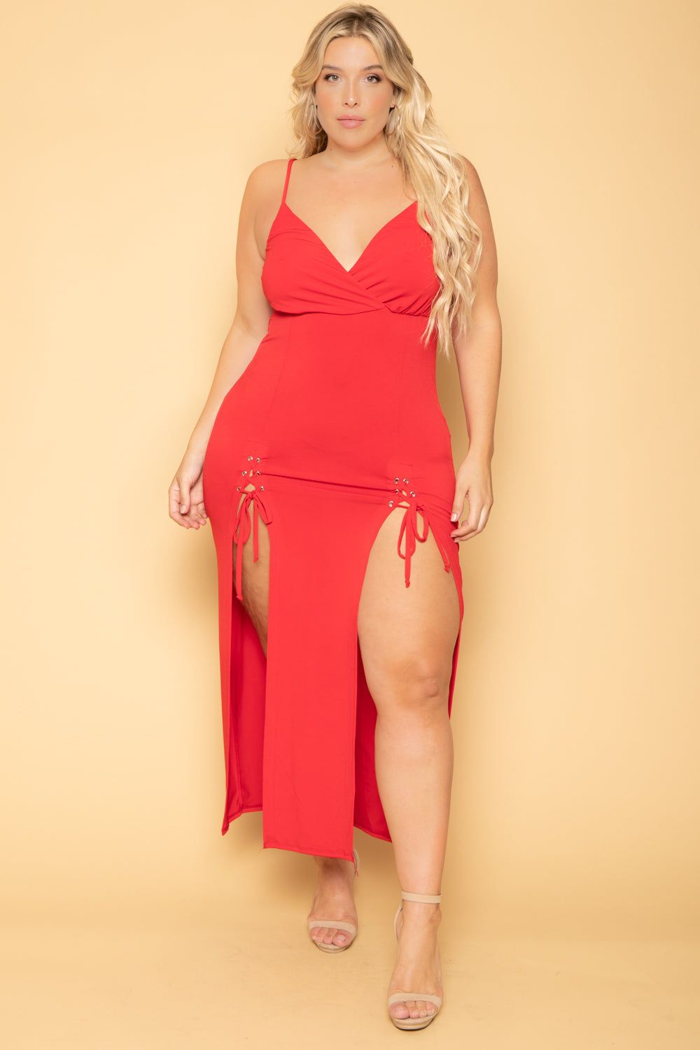 Plus Size Melissa M-Slit Dress - Red - 4X / Red