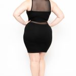 Plus Size Mesh Contrast Dress - Black - 3X / Black
