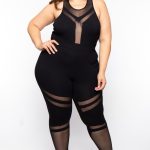 Plus Size Mina Mesh Jumpsuit - Black - 1X / Black