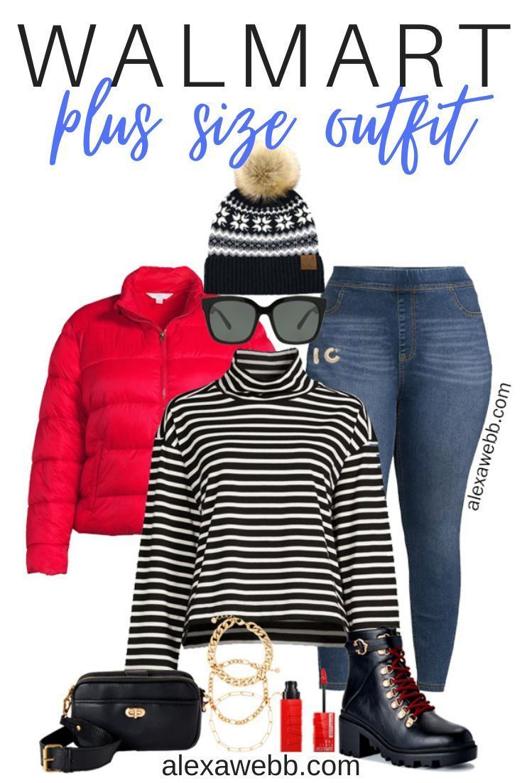 Plus Size Striped Sweater Outfit with Walmart