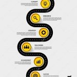 Premium Vector | Timeline infographic road map with multiple steps, outline data visualization workflow