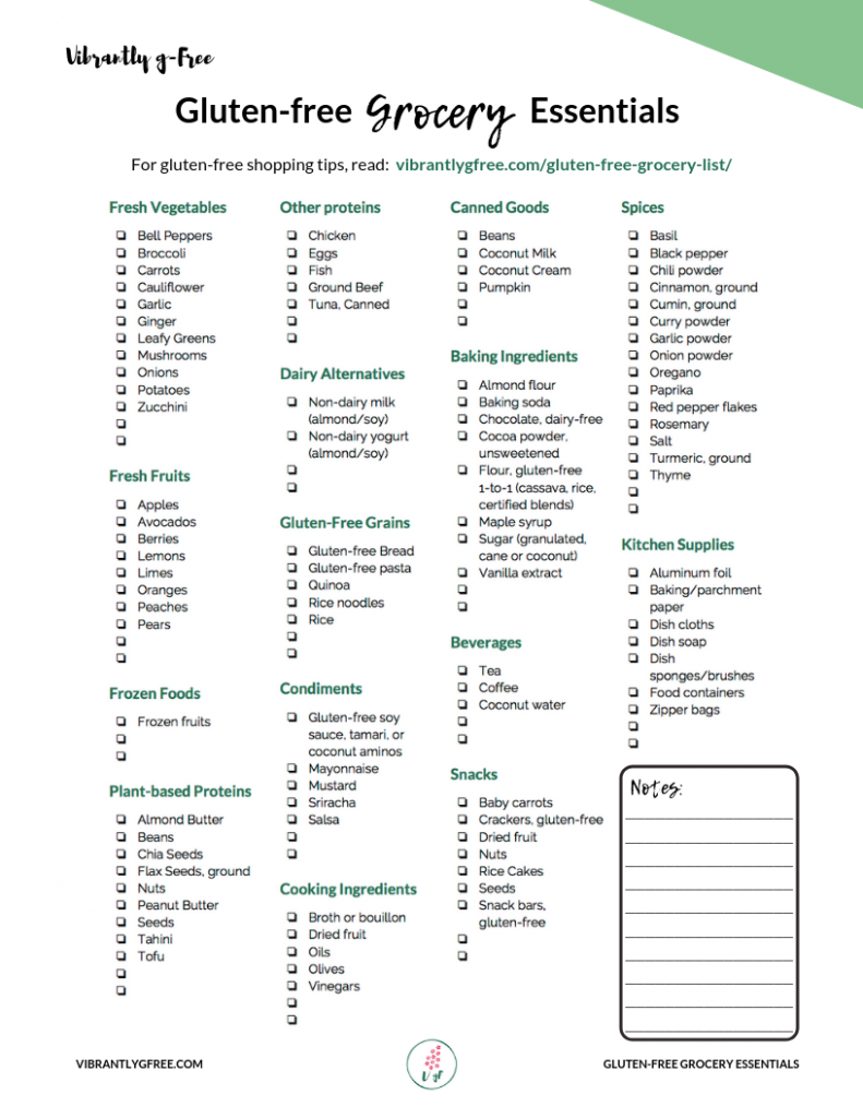 Printable Gluten Free Grocery List + 10 Tips!