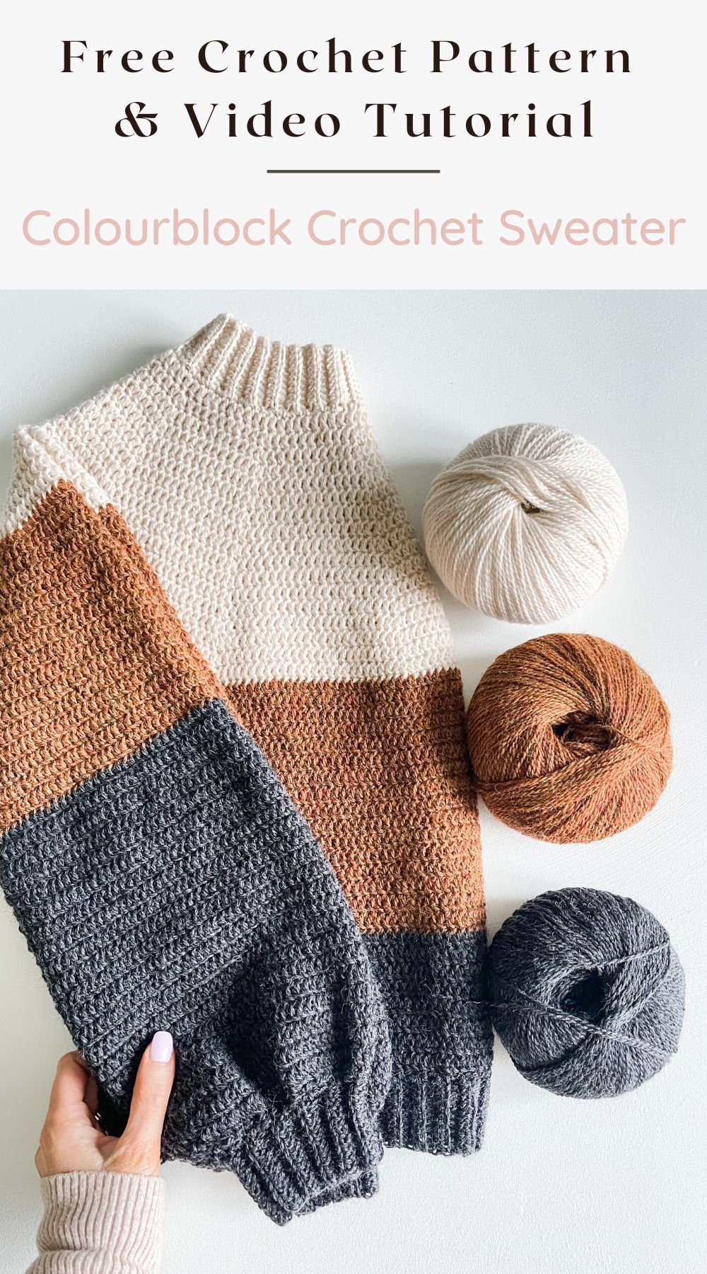 Rocky Mountain Colourblock Crochet sweater free crochet pattern