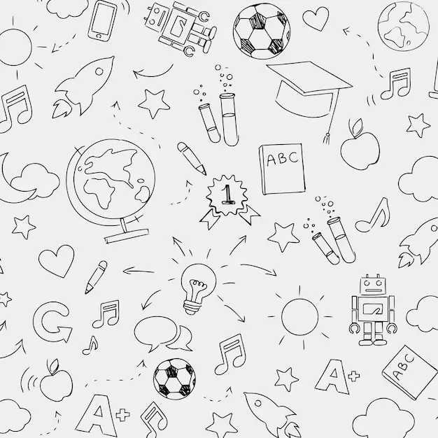 Free vector education pattern background in doodle style