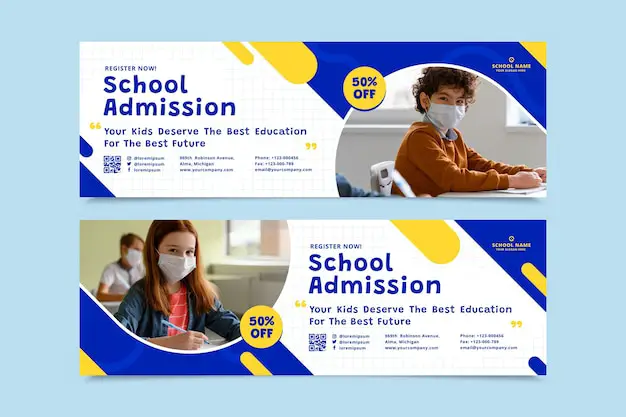 Free vector flat back to school banners set with photo