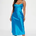 Special Guest Satin Midi Dress - Blue