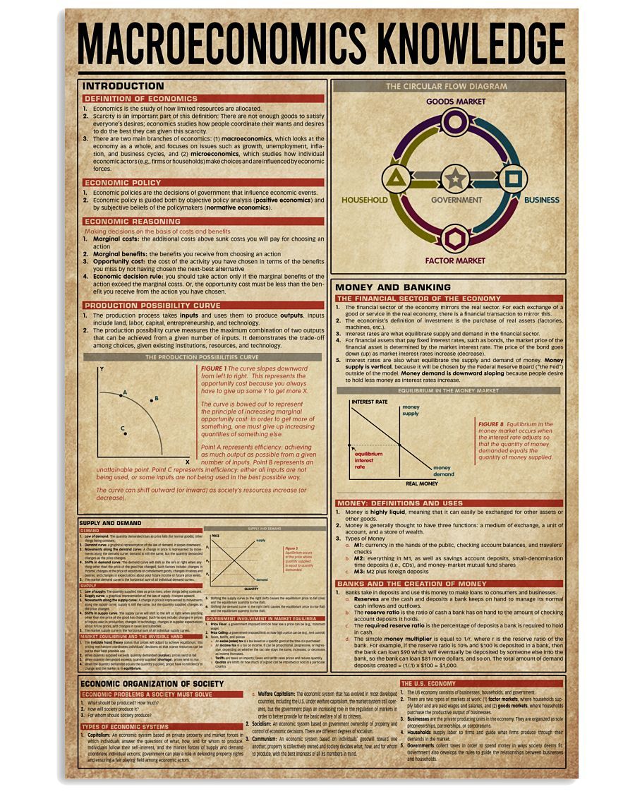 Teacher Macroeconomics New Knowledge Modern Style - Vertical Poster - 16x24 Inch