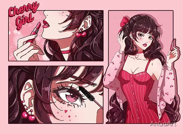 The cherry girl makeup comic by AnGoArt | Redbubble