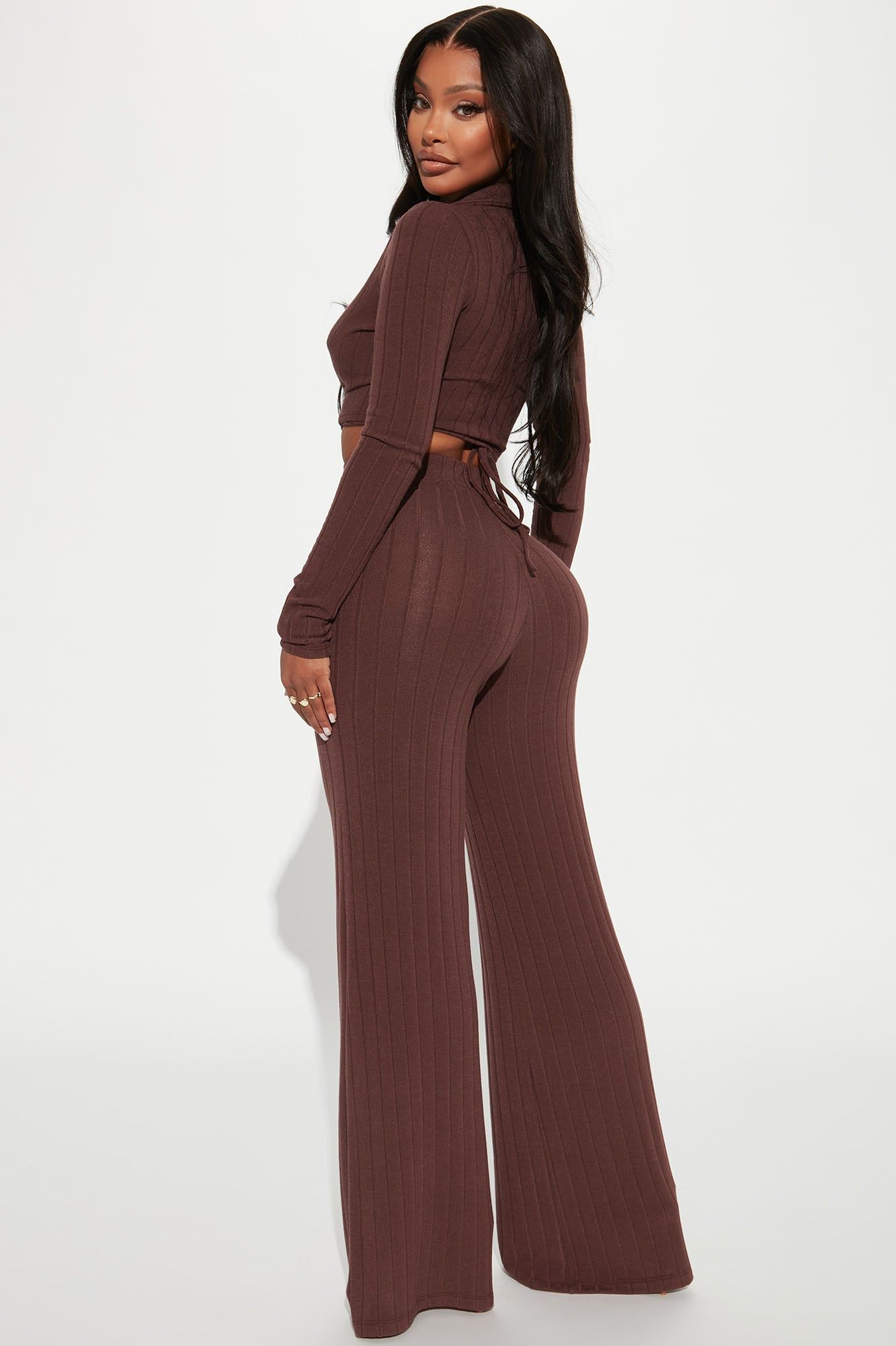 Women's Alexandrea Long Sleeve Pant Set in Brown Size Small by Fashion Nova