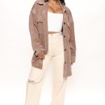 Women's I'm All In Oversized Corduroy Shirt in Taupe Size Large by Fashion Nova
