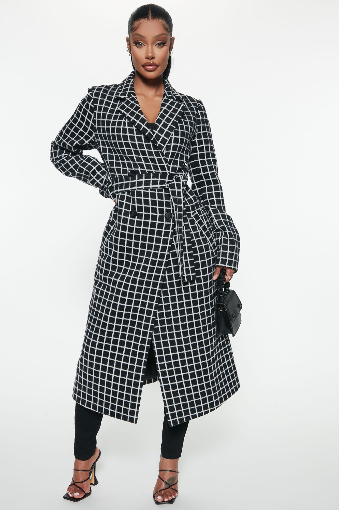 Women's Pay It Forward Coat in Black/Combo Size XL by Fashion Nova