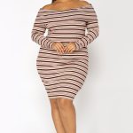 Womens Stripe Me Sideways Midi Dress size 1X by Fashion Nova