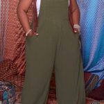 Xpluswear Plus Size Green Wide Leg With Pockets Jumpsuit