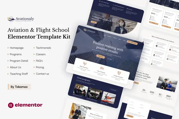 Aviationaly - Aviation & Flight School Elementor Template Kit