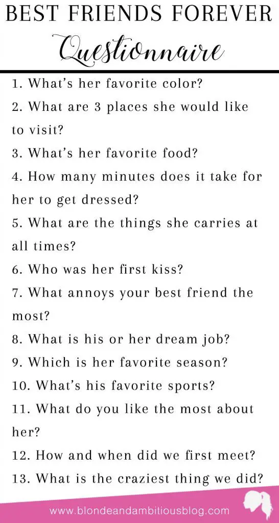 Best Friend Questionnaire - Taylor, Lately