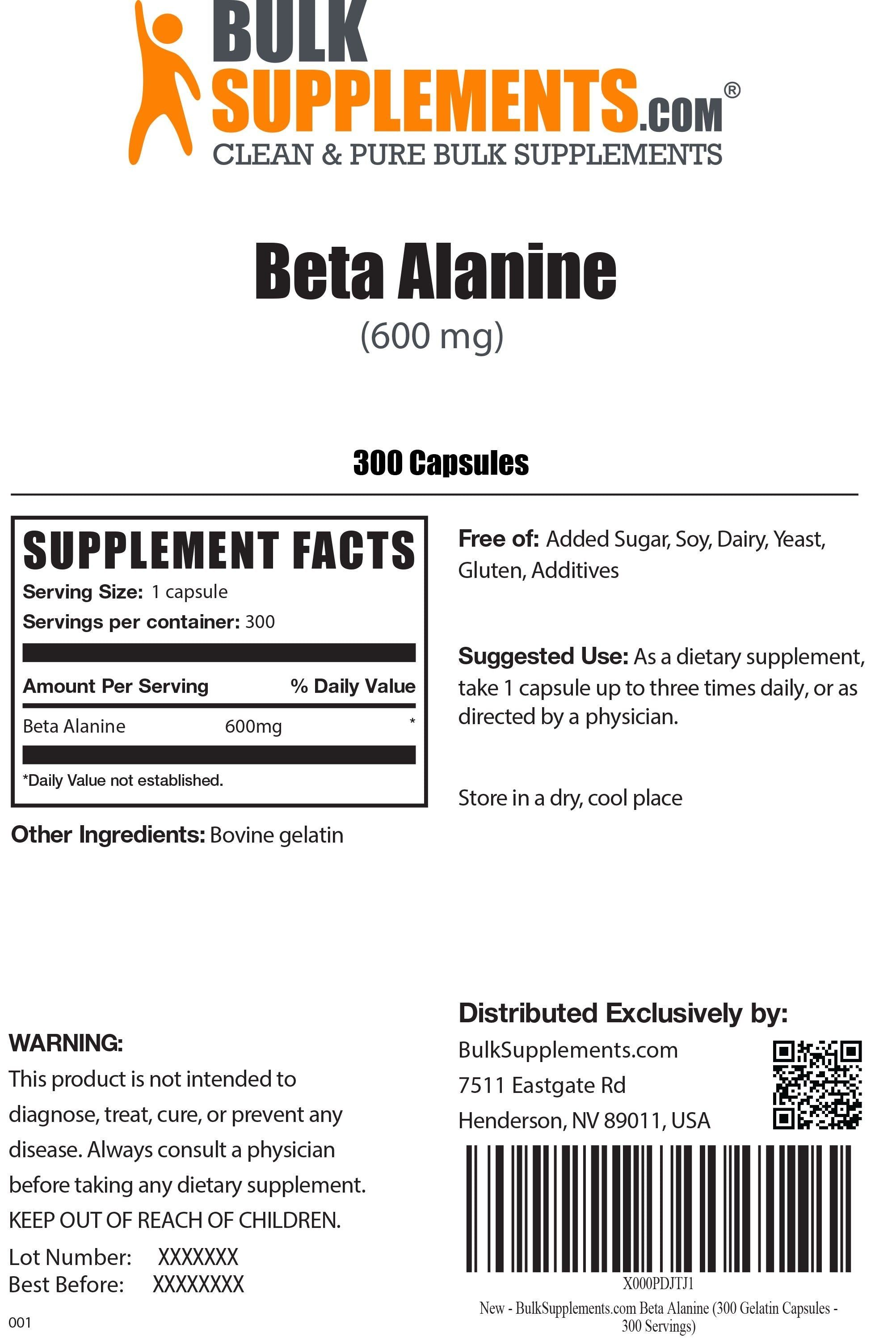 Beta Alanine - 300 Gelatin Capsules