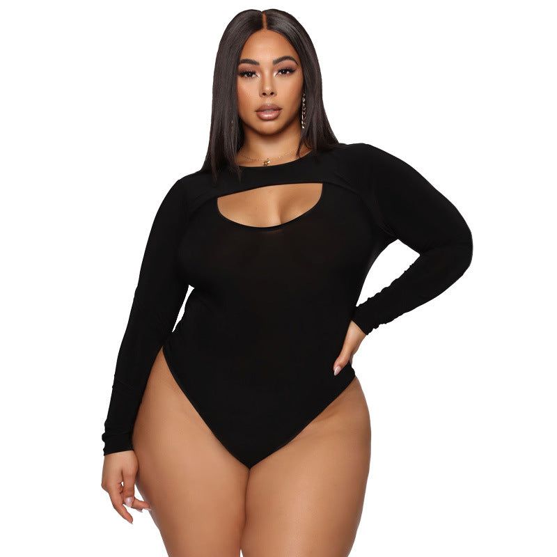 Black Tight Cutout Jumpsuit  plus Size Bodysuit - M / Black