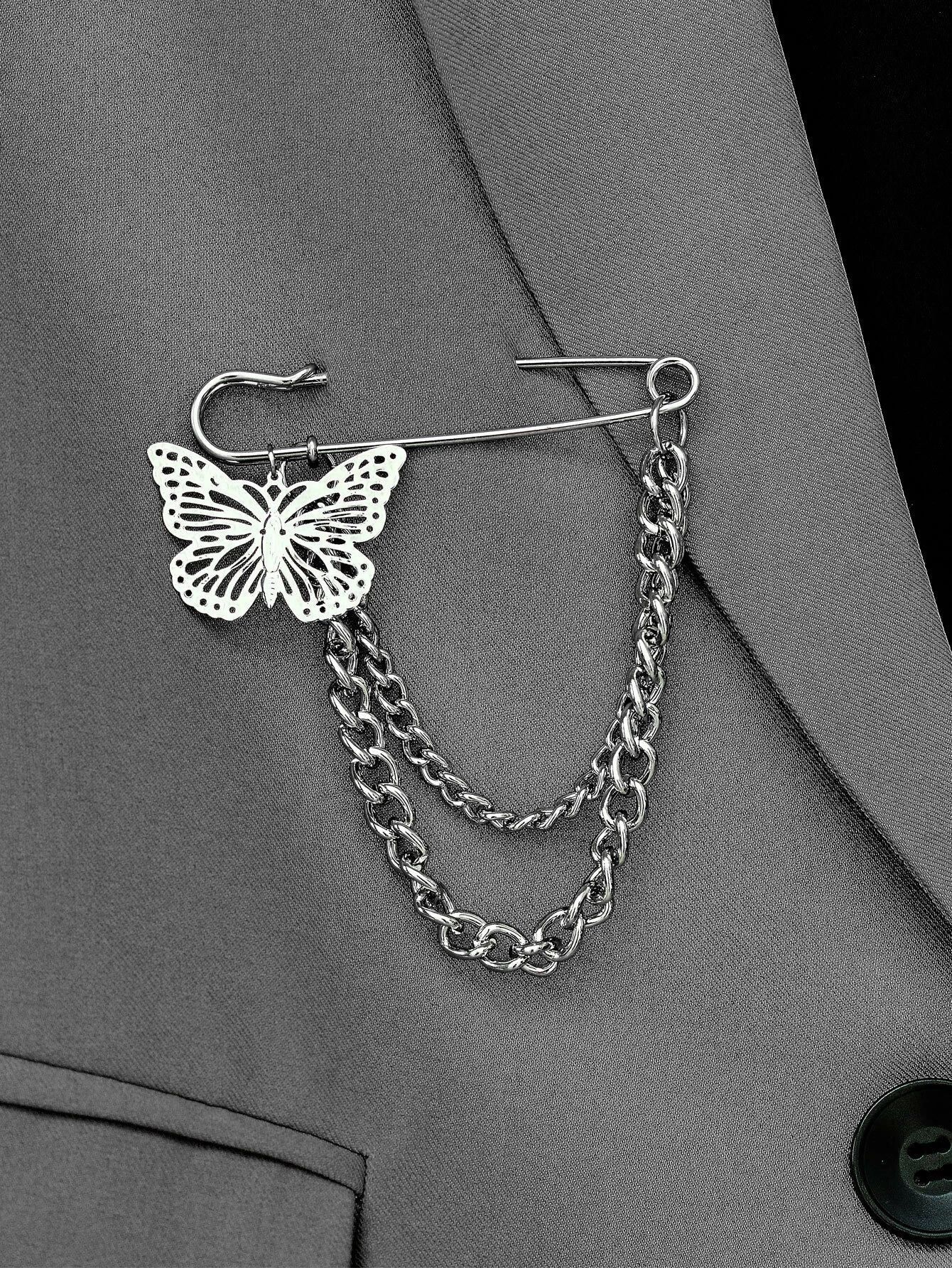 Butterfly Decor Brooch - Silver