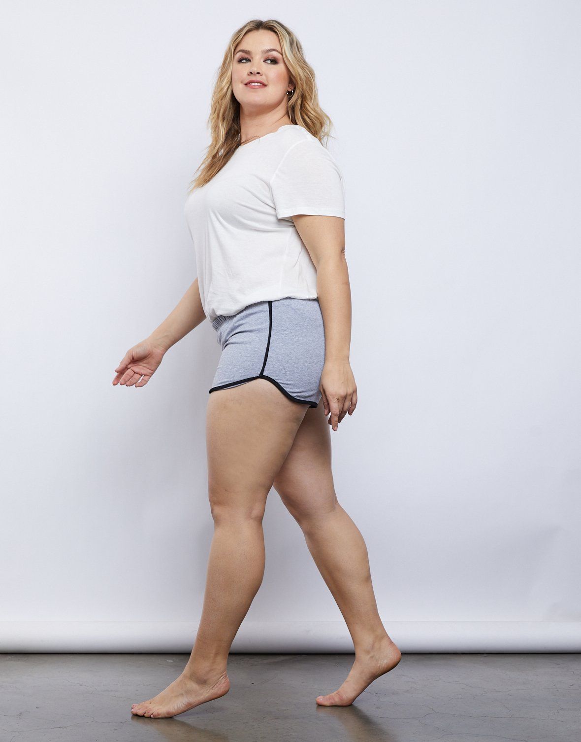 Curve Striped Sporty Shorts - Heather Gray / 3XL