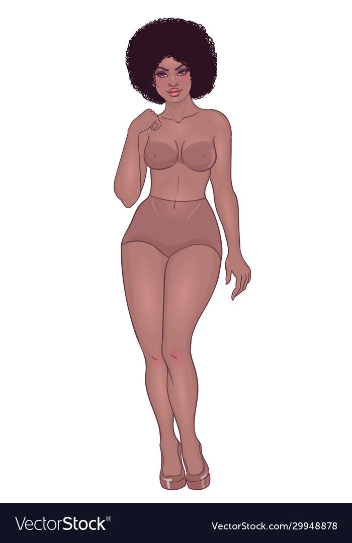 Curvy african american girl in underwear isolated vector image on VectorStock