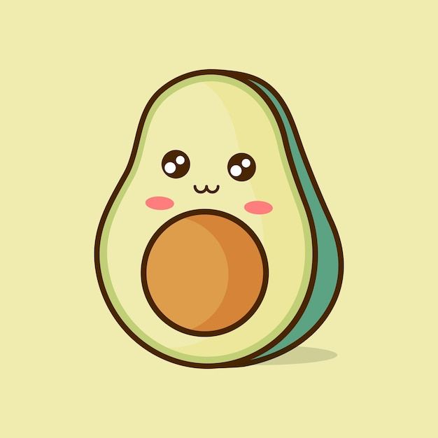 Cute cartoon avocado characters kawaii | Download on Freepik