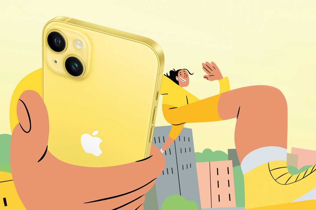 iPhone 14 yellow drawing