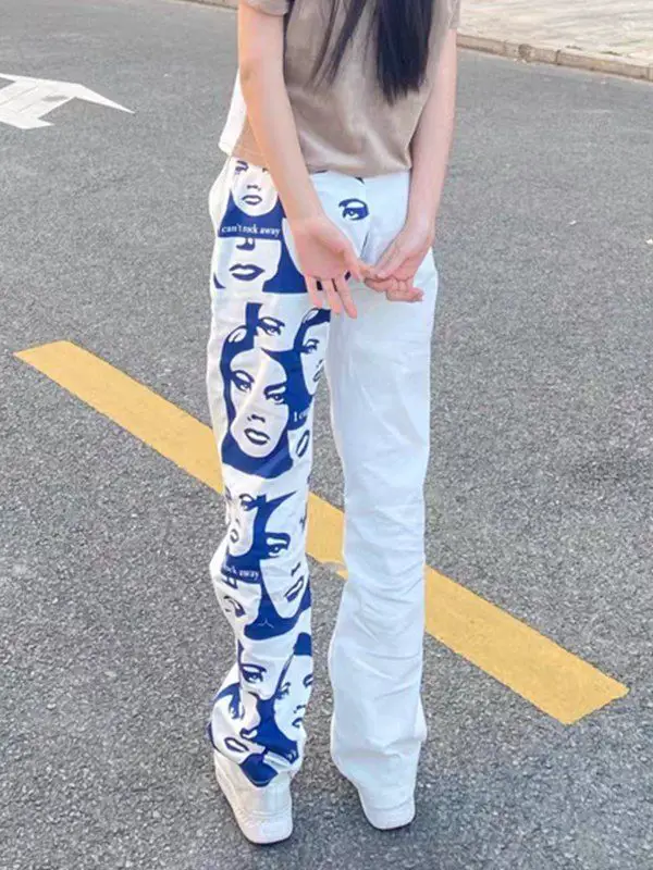 EMMIOL Patchwork Face Graphic Casual Pants