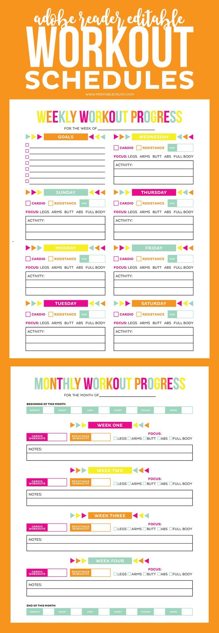 Editable Printable Workout Schedule