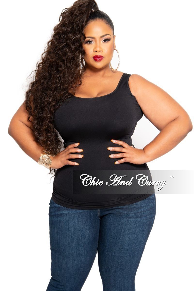 Final Sale Plus Size Camisole with Thick Straps in Black - One Size