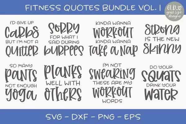 Fitness Quotes Bundle Vol. 1 - 8 Designs