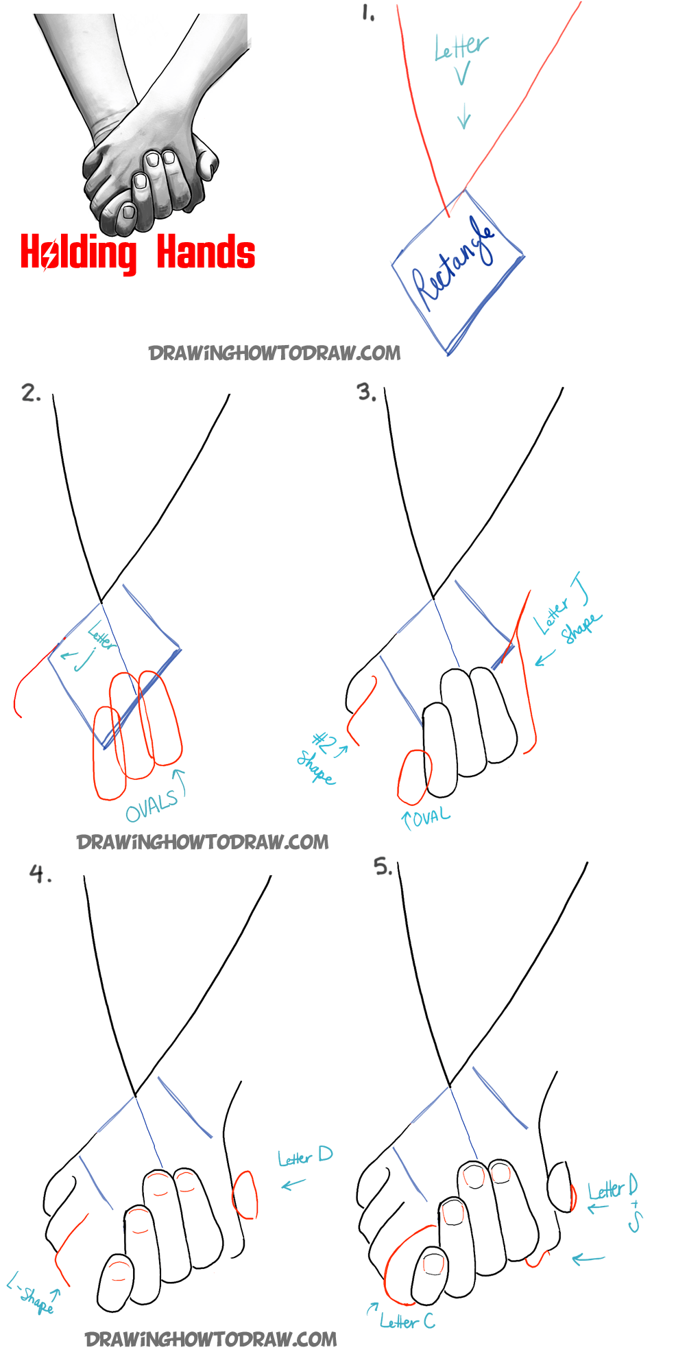 How to Draw Holding Hands with Easy Step by Step Drawing Tutorial - How to Draw Step by Step Drawing Tutorials