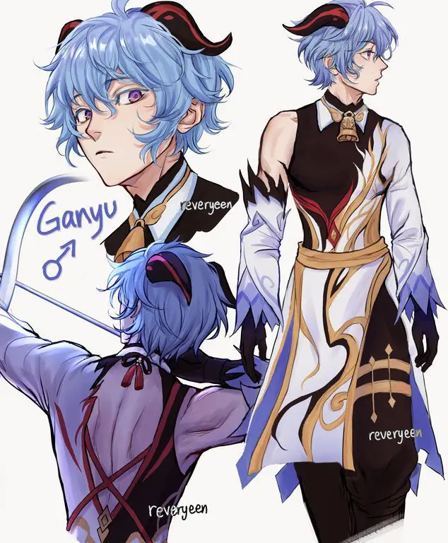 I drew genderbend Ganyu 🐏 in 2022 | Character design, Genderbend, Anime character design