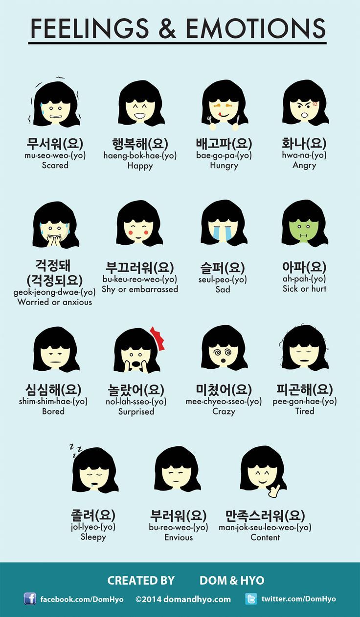 Infographic: Feelings and Emotions in Korean - Learn Korean with Fun & Colorful Infographics