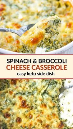 Keto Spinach & Broccoli Cheese Casserole - easy low carb side dish!