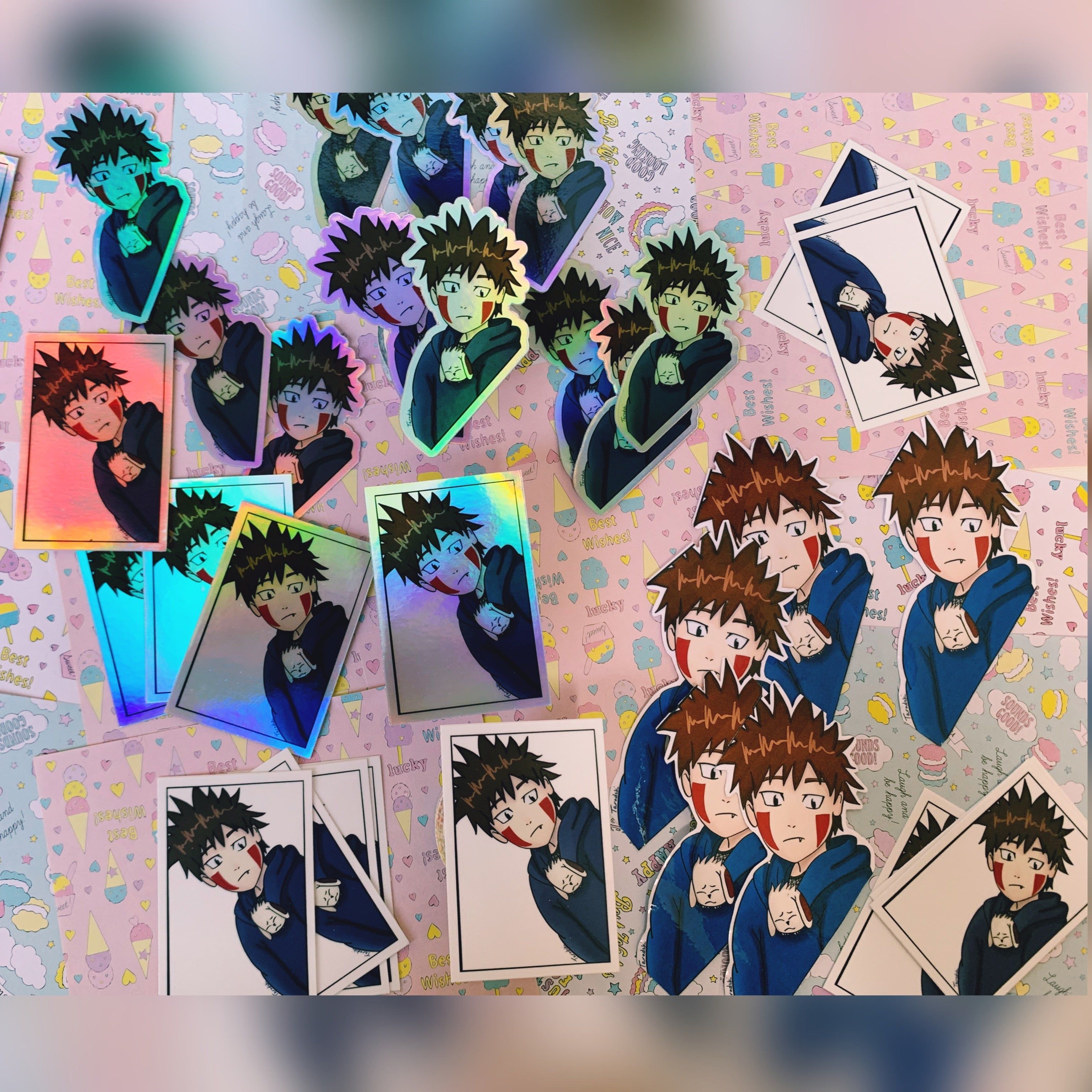 Kiba Anime Inspired Sticker - Rectangular Holographic Kiba