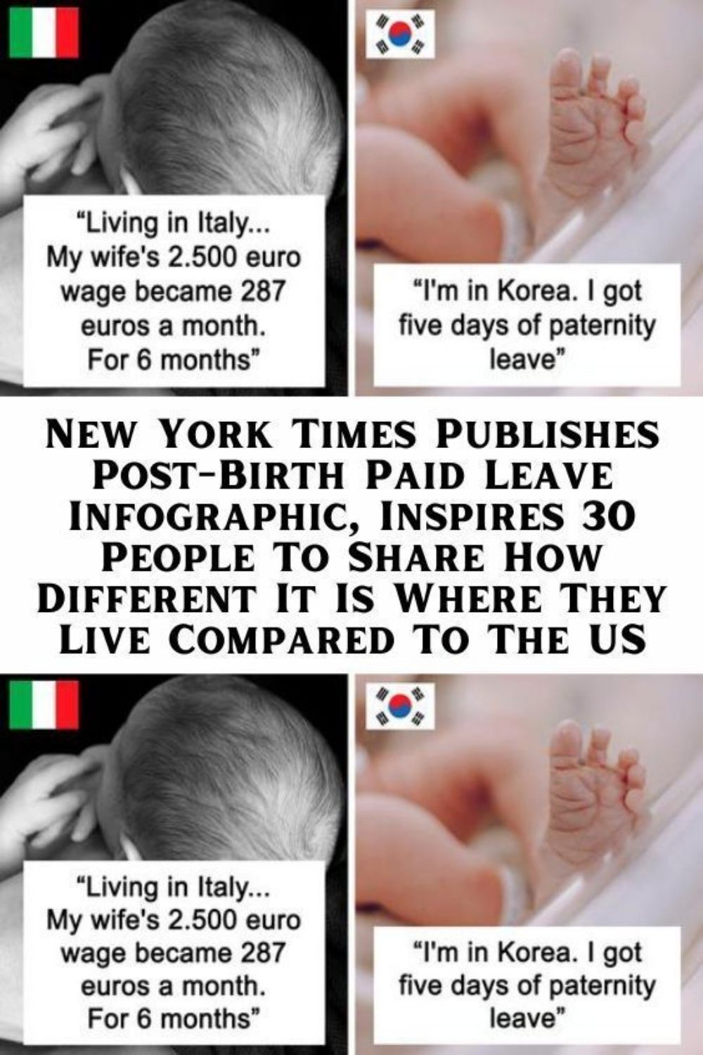 New York Times Publishes Post-Birth Paid Leave Infographic, Inspires 30 People To Share How Different It Is Where They Live Compared To The US