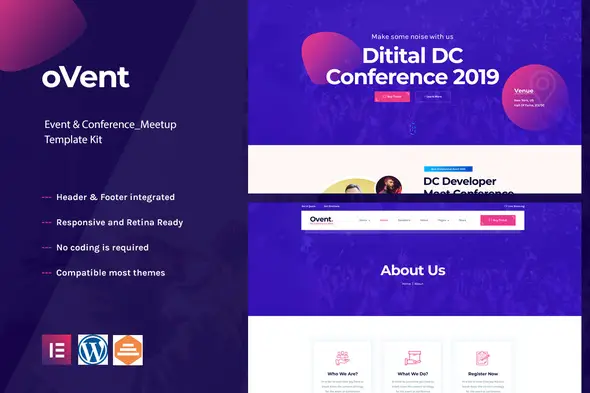 Ovent - Event Conference & Meetup  Elementor Template Kit